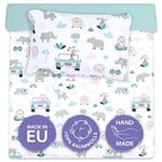 Totsy Baby Housse de Couette Enfant 100 x 135 cm - parures de lit Enfants taie Oreiller 60 x 40 cm en Coton Afrique avec Sauge