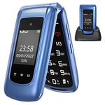 Téléphone Portable Senior Débloqué avec Grandes Touches pour Personnes âgées | Écran de 2,4"+1,77"|Bouton SOS | Radio FM | Haut-Parleur de Boîte | Batterie 1000mAh | Lampe Torche et Station de Charge