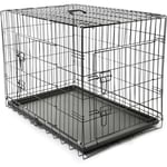 Tresko - Cage de Transport 91 x 58 x 64 cm pour Chien Pliable 2 Portes Transportable Caisse de Transport en métal