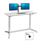 Seville Classics AIRLIFT Chariot de bureau mobile assis-debout pneumatique Table d'ordinateur de bureau ergonomique réglable en hauteur, blanc, 137 x 60 x 71-112 cm