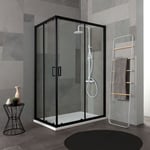 CABINE DOUCHE 80X120 PROFIL NOIR OPACO CRISTAL TRANSPARENT CITY