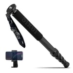 SIRUI Carbon Fibre Monopod for Camera, 165cm Compact Lightweight Monopod for Travel, 6 Sections, Load up 10kg, included Phone Holder (AM-MDP01)