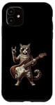 Coque pour iPhone 11 Retro Cat Rock Music Men Kids Women Funny Kitten Cat Rock