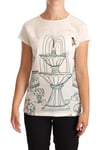 DOLCE & GABBANA Blouse White Silk Garden Fountain T-Shirt IT36 / US2 / XS