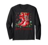 Howdy Christmas Cowgirl Boots Coquette Bow Western Country Long Sleeve T-Shirt