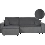 Canapé-lit Angle Droit Extensible pour Couchage et Coussins Amovibles Rembourrés en Velours Côtelé Gris Graphite Abacka