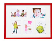 Deknudt Frames S43AL4 P5 Cadre Photo Pêle Mêle avec 5 Ouvertures Bois Rouge/Blanc 10 x 15 cm