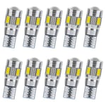 10x Vita Bil Auto Led T10 Canbus 194 W5w Blinkers Bromsljus Registreringsskylt Led Kupol Läslampa Parkerings Led Sidolampa