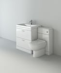 Bathroom Suite Bath Vanity Unit Sink Toilet Set Pan Seat Cistern White 1200