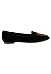 Dolce & Gabbana WoMens Black DG Sacred Heart Patch Slip On Flat Shoes Leather - Size EU 35