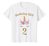 Youth 2nd Birthday Girl Unicorn Shirt 2 Year Old Birthday Outfit T-Shirt