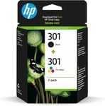 HP N9J72AE 301 Original Ink Cartridges, Black and Tri-Colour, Multipack