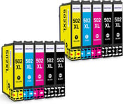 Lot de 10 cartouches d'encre 502XL compatibles avec Epson 502 XL, pour Expression Home XP-5100 XP-5105 XP-5155 XP-5150, Workforce WF-2860 WF-2865 WF-2880 WF-2885 WF-2860DWF WF-2865DWF