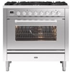 Ilve P096WE3SS 90cm Roma Dual Fuel Single Oven Range Cooker In Stainless Steel