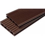 Lame terrasse bois composite alvéolaire Dual - Coloris - Chocolat, Epaisseur - 25mm, Largeur - 14 cm, Longueur - 120 cm, Surface couverte en m²