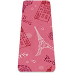 Pink Paris Eiffel Tower Love Pattern Yoga Mat Thick Non Slip Yoga Mats for Women&Girls Exercise Mat Soft Pilates Mats,(72x24 in, 1/4-Inch Thick)