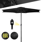 Miadomodo® Parasol De Jardin - Ø 3m, Protection Uv, Résistant À L'eau, Réglable En Hauteur, Noir - Parasol De Balcon, Terasse