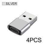 4 Pièces Usb À Type C Otg Adaptateur Usb Usb-C Mâle À Micro Usb Type-C Femelle Convertisseur Pour Macbook Samsung S20 Usbc Otg Connecteur - Type 4 Pcs Sliver