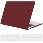 TECOOL Coque Compatible avec MacBook Pro 13 Pouces 2016-2022 (M2 M1 A2338/A2289/A2251/A2159/A1989/A1706/A1708), Coque Rigide en Plastique Fine et Protection Clavier (UE AZERTY), Bordeaux Rouge