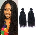 12A BRAZILIAN VIRGIN HUMAN HAIR KINKY CURLS 20+20INCH NATURAL 1B# 200g FAST SHIP