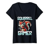 Womens PC Squirrel Gamer Keyboard Video Computer Gaming Lovers V-Neck T-Shirt