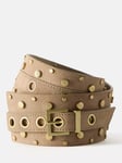 Mint Velvet Leather Studded Waist Belt, Natural