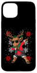 iPhone 15 Plus Dabbing Christmas Reindeer Dab Dancing Ugly Xmas Sweater Case