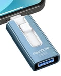 GNASEET USB Stick 256GB for Phone, USB 3.0 Flash Drive High Speed Transfer, 4-in-1 Memory Stick Thumb Drive for Phone/Pad/Android/PC, External Storage Photo Stick Save More Photos Videos, Blue