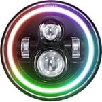 Lifcausal - 7 inch led Headlight Round Headlight with High/Low Beam and drl Colorful Angle Eye Light for Cars Motorcycles,1 Pack