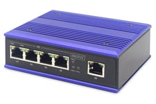 DIGITUS PoE Netzwerk-Switch - 5-Port Fast Ethernet - DIN-Rail Montage - Klemmlei