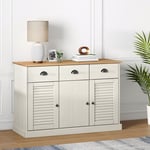 Design In - Buffet,Meuble de Rangement,Bahut pour Salon, Salle à Manger, Cuisine avec tiroirs vigo 113x40x75 cm blanc bois massif de pin CFW547788