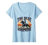 Womens The Best Horse Rider Cowboy Sunset V-Neck T-Shirt