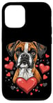 Coque pour iPhone 12/12 Pro Coeurs d'amour de la Saint-Valentin pour chien Boxer