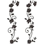 2 set Väggklistermärken 105*30cm Vinstockar Blomma Svart PVC Deisgn Vägg S