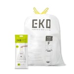 EKO Size F Bin Liners For Kitchen Bins - 40 - 60 Litre Capacity - Extra Strong Bags with Drawstring Tie Handles - 12 Bags,White