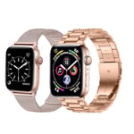 baklon Compatible avec Bracelet Apple Watch 38/40/41/42mm en Acier Inoxydable Metal pour Bracelet iWatch Series Ultra2/Ultra/SE2/SE/9 8 7 6 5 4 3 2 1 Rose r Or