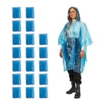 Relaxdays Ponchos de Pluie jetables, Lot de 20, avec Capuche et Ouverture pour Les Bras, Unisexe, Bleu