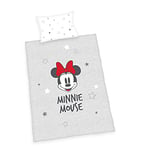 Herding Parure de Lit Biologique Disney Minnie Mouse, Taie d'Oreiller 40 x 60 cm avec Ouverture Portefeuille, Housse de Couette 100 x 135 cm, Avec Fermeture Éclair Facile à Utiliser, 100% Coton/Linon