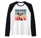 Funky dog retro boombox surreal pop cultures humor music Raglan Baseball Tee