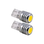 2 Ampoules led - T10 12V 1W 8000K - W2.1x9.5D - Puce smd - Wedgebase 303CHIP - Blanc