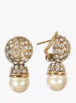 Eclectica Pre-Loved 22ct Gold Plated Swarovski Crystal & Faux Pearl Stud Earrings, Dated Circa 1980s