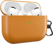 Coque Compatible avec Apple Airpods Pro 1ère Génération - Case Boîtier Simili Cuir - Etui Skin Vegan Leather - Housse Protection Marron Clair