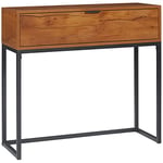 HOMCOM Console Meuble, Table Console, Console entrée Style Moderne, Table d'entrée étroite avec tiroir et Pieds en Acier, Bout de canapé, pour Salon, entrée, Couloir, 80 x 30 x 76 cm, Bois Naturel