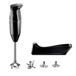 bamix cordless PLUS Set avec mixeur plongeant sans fil, Station de charge, Couteau, Disque fouet, Disque mélangeur, Inox, 250 W, 3 vitesses, Fabriqué en Suisse, Noir