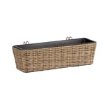 Balkong blomlåda WICKER 61x19xH15cm, plastflätning, färg: beige