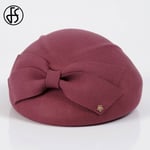 (56 cm - 58 cm Vaaleanpunainen) Ranskalaiset baretit Lippikset Naisten Muoti 100 % Villa Huopa Fedora Hattu Talvi Sininen Purppura Punainen Kirkko Naisten Vintage Cloche Hatut