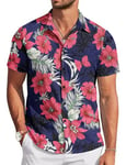 TARAINYA Funky Chemise Hawaienne Homme à Manches Courtes ete Aloha Palmier Flamingos Floral Feuille de Palmier