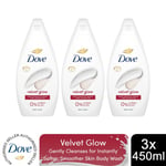 Dove Velvet Glow Body Wash 0% Sulfate SLES for Soft & Smoother Skin 450ml, 3pk