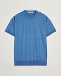 John Smedley Hilcote Wool/Sea Island Cotton T-Shirt Ocean Blue