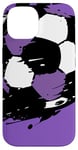 Coque pour iPhone 14 Maillot de Match de Football avec Ballon de Football Violet et Blanc